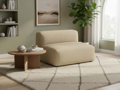 Corduroy Modular Armless Seater - Beige