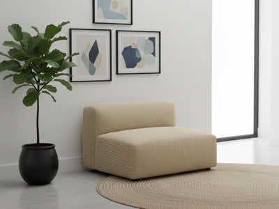 Corduroy Modular Armless Chaise - Beige