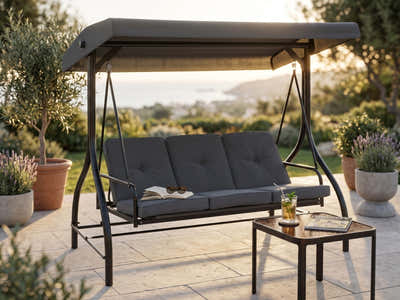 Reclining 3-Seater Swing Chair - Grey
