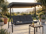 Reclining 3-Seater Swing Chair - Grey