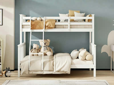New Chico Triple Bunk Bed - White & Bon10 Single + Bon15 Double Mattresses