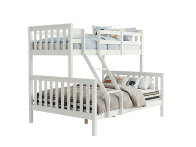 New Chico Triple Bunk Bed - White + Bon10 Single & Bon 21 Double Mattresses