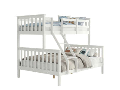 New Chico Triple Bunk Bed - White & Bon15 Single + Bon15 Double Mattresses