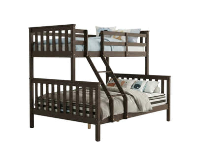 New Chico Triple Bunk Bed - Walnut & Bon10 Single + Bon21 Double Mattresses