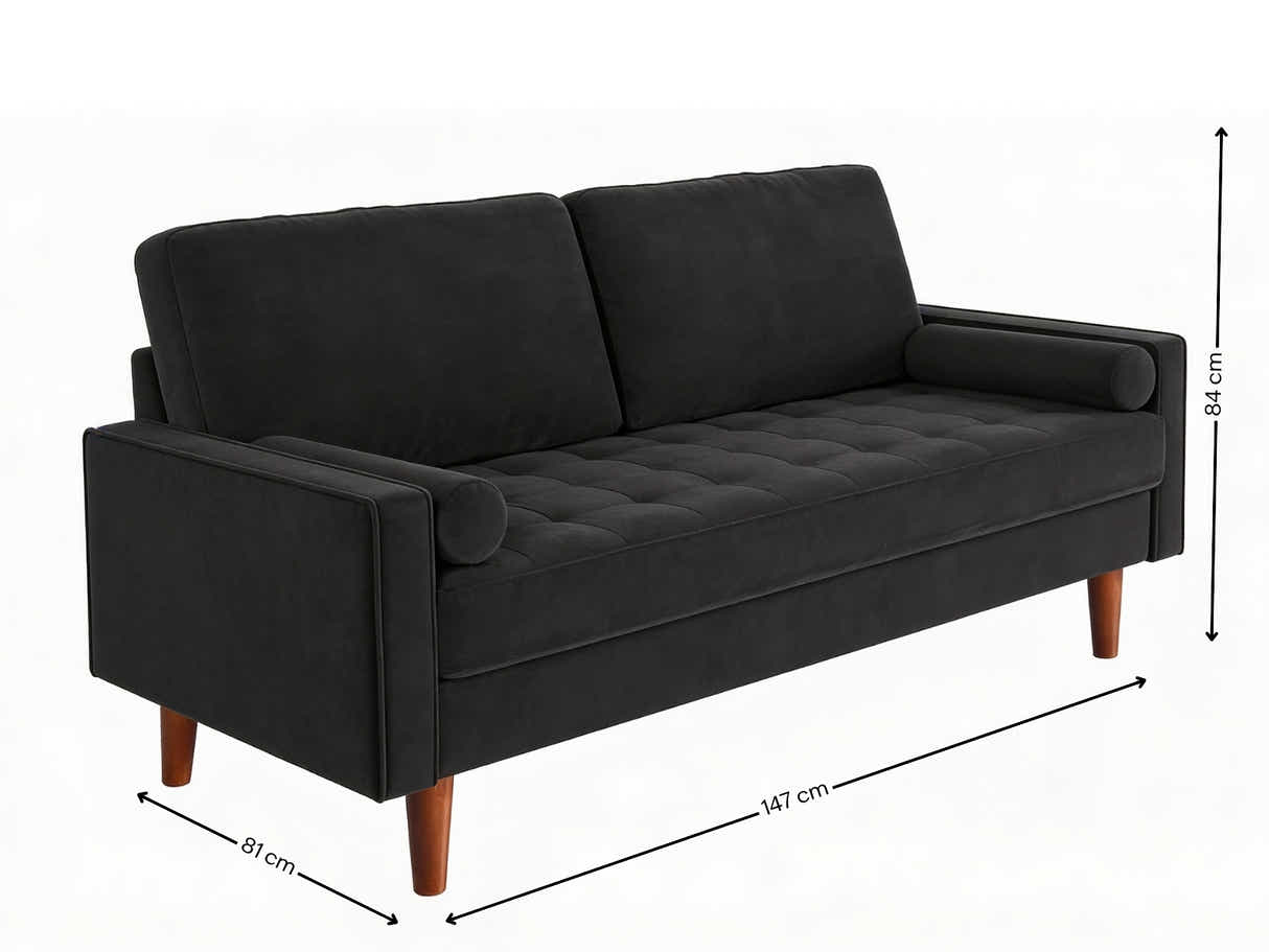 Gyllene 2-Seater Velvet Sofa - Black