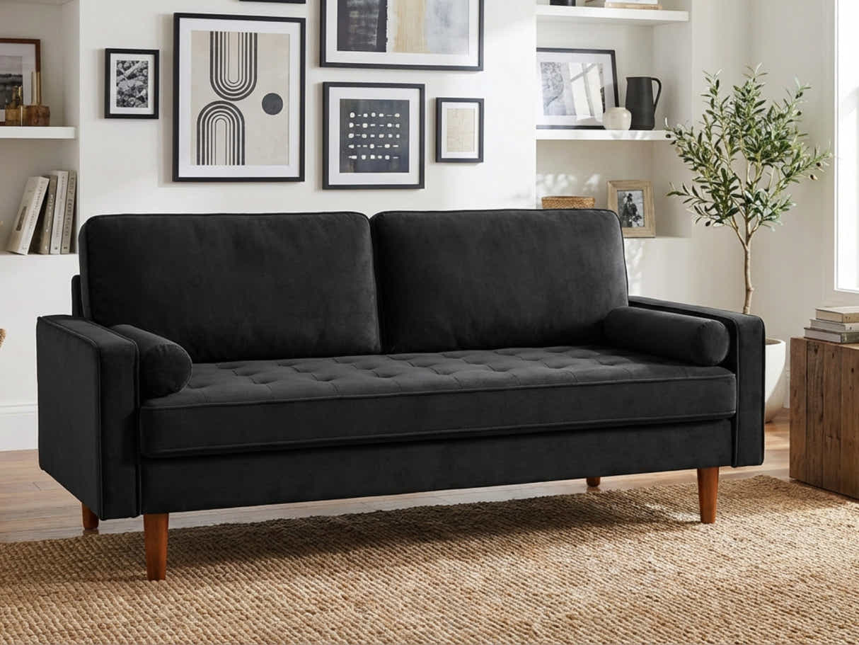 Gyllene 2-Seater Velvet Sofa - Black