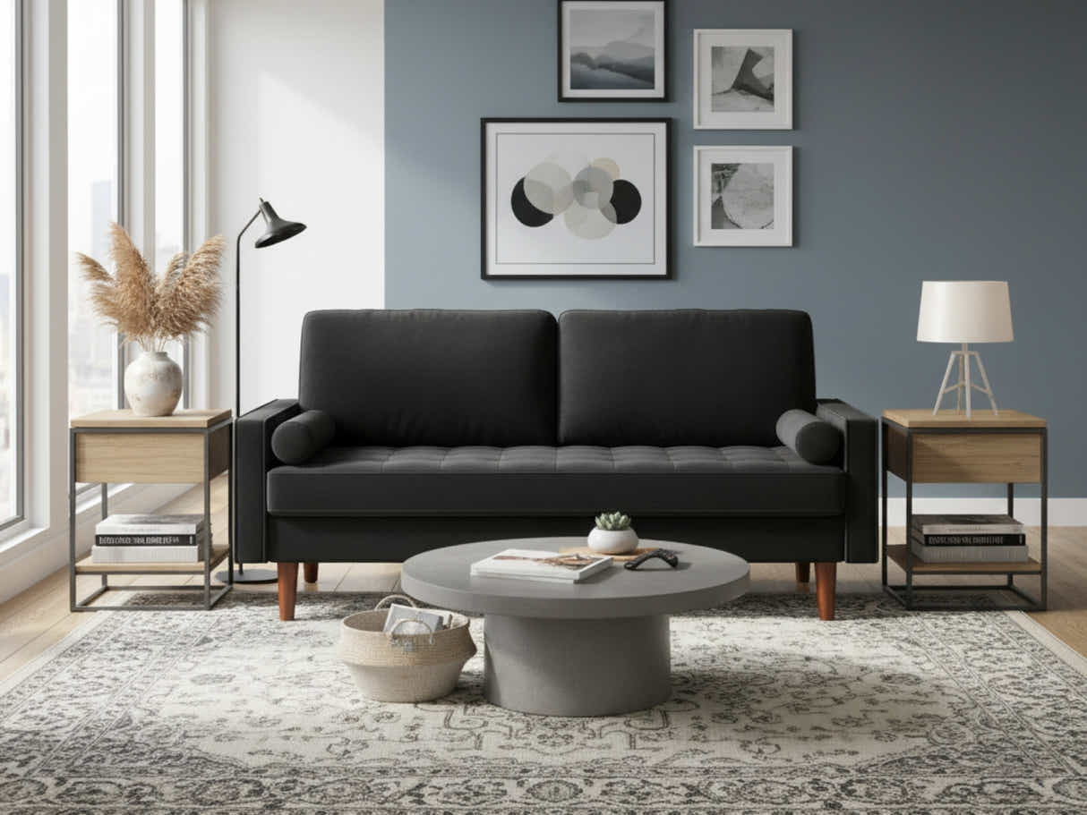 Gyllene 3-Seater Velvet Sofa - Black