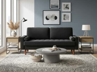 Gyllene 3-Seater Velvet Sofa - Black