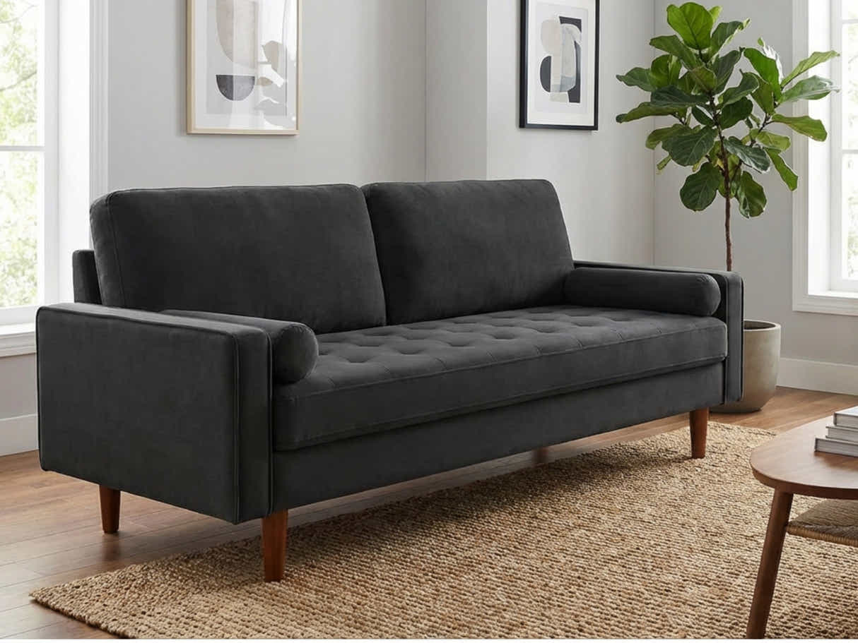 Gyllene 3-Seater Velvet Sofa - Black