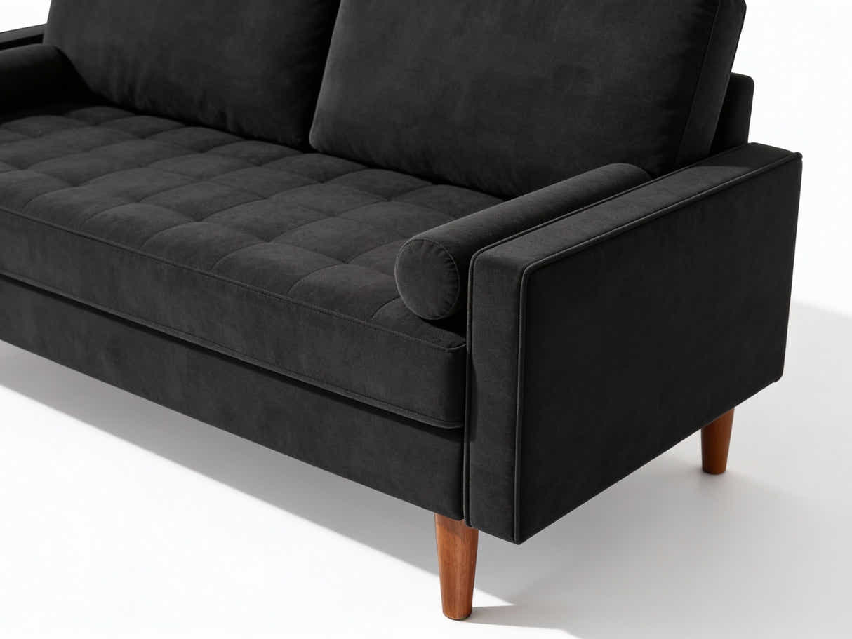 Gyllene 3-Seater Velvet Sofa - Black
