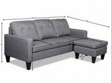 Northland Linen Sofa With Ottoman - Grey