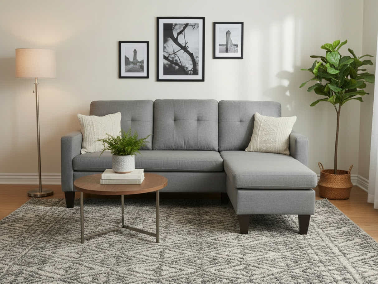 Northland Linen Sofa With Ottoman - Grey