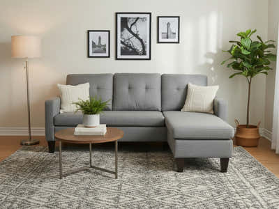 Northland Linen Sofa With Ottoman - Grey