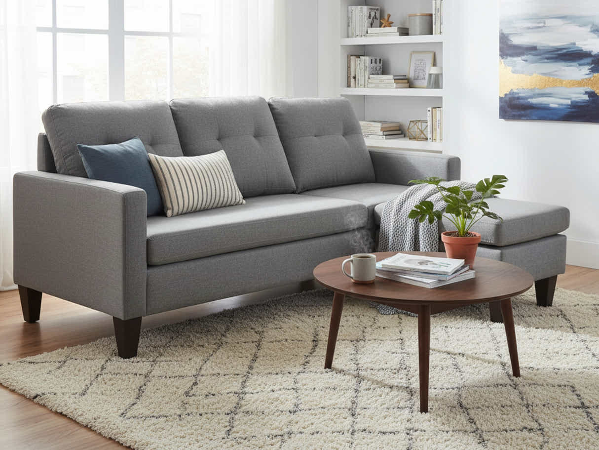 Northland Linen Sofa With Ottoman - Grey