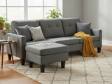Northland Linen Sofa With Ottoman - Grey
