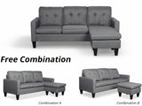 Northland Linen Sofa With Ottoman - Grey