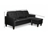 Northland Linen Sofa With Ottoman - Black