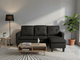 Northland Linen Sofa With Ottoman - Black