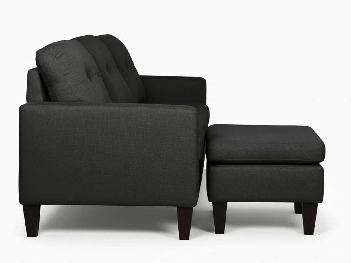 Northland Linen Sofa With Ottoman - Black