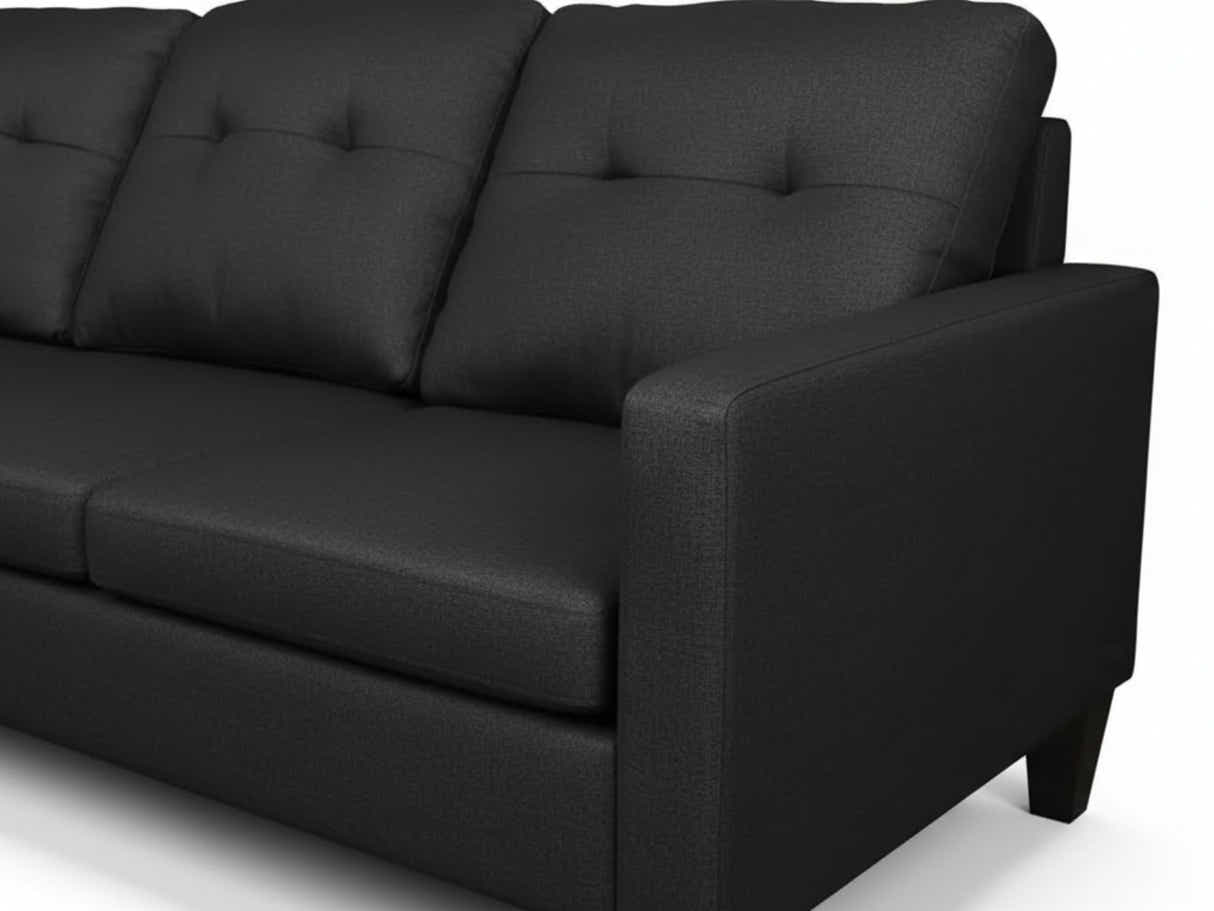 Northland Linen Sofa With Ottoman - Black