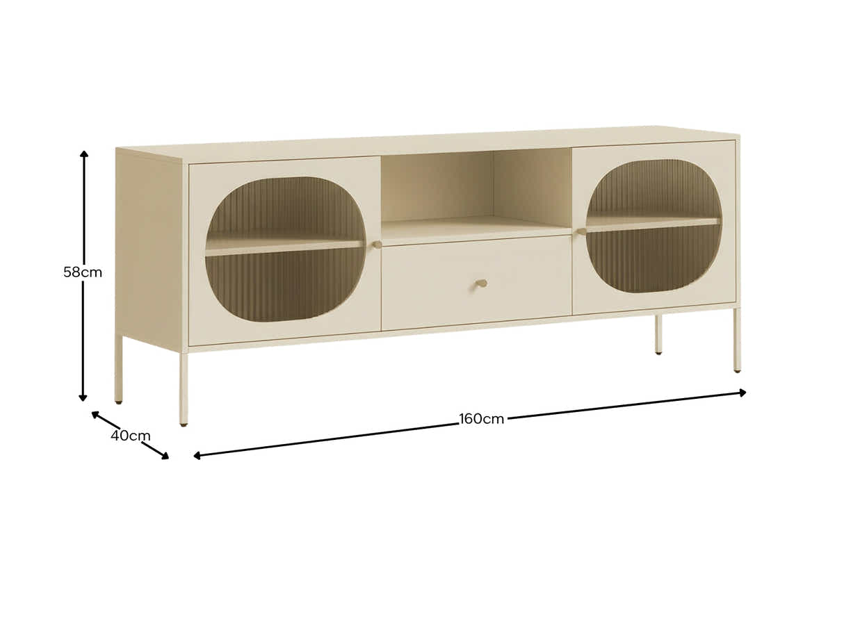 Lonna Steel Entertainment Unit Butter Cream - 160 cm
