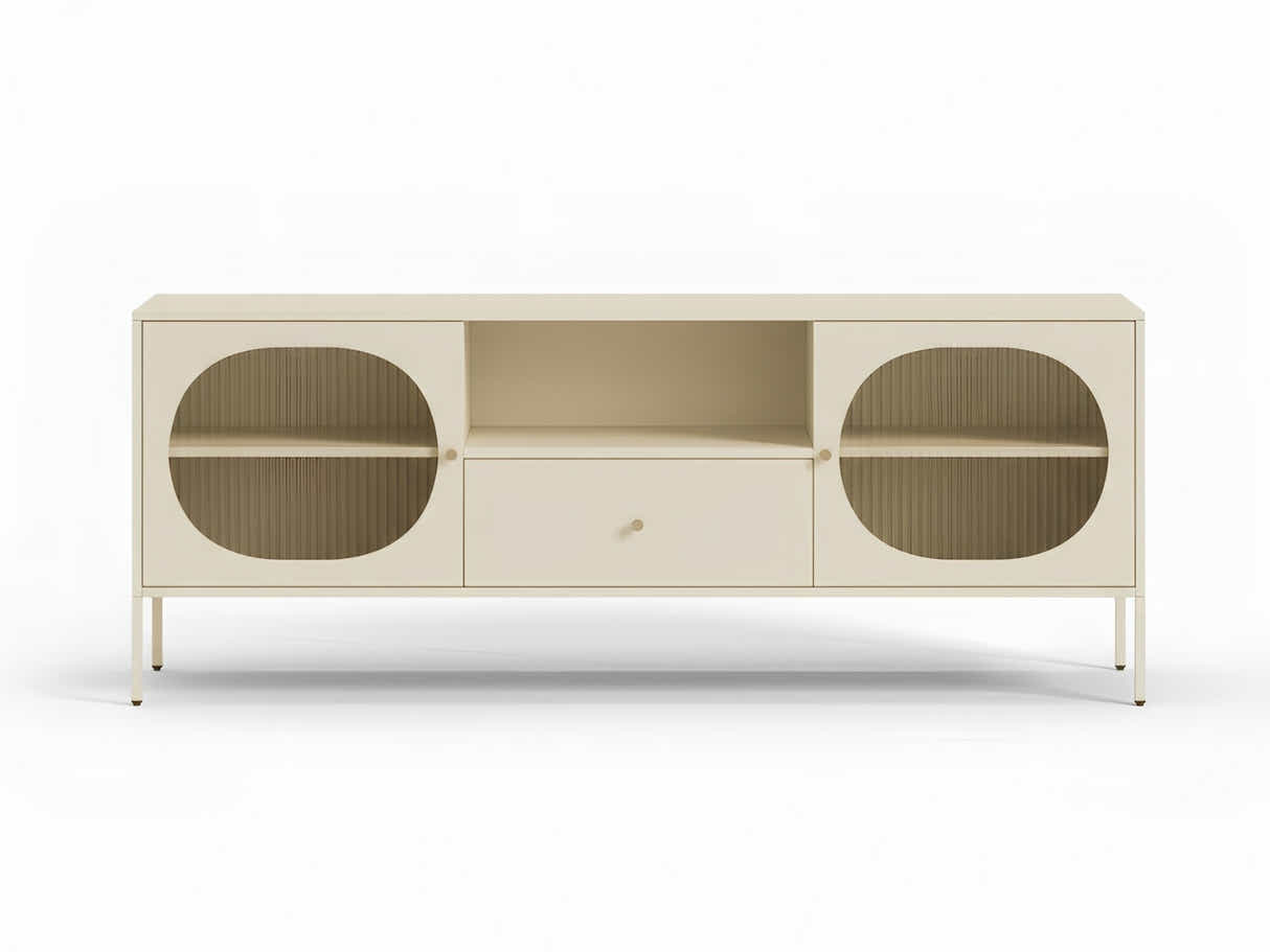 Lonna Steel Entertainment Unit Butter Cream - 160 cm
