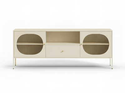 Lonna Steel Entertainment Unit Butter Cream - 160 cm