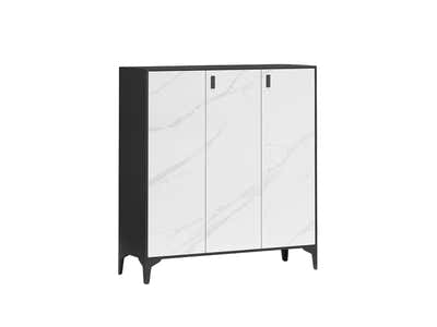 Lonna Steel 3-Door Shoe Cabinet - White Marble