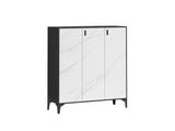 Lonna Steel 3-Door Shoe Cabinet - White Marble