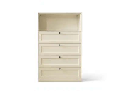Lonna Steel 4-Drawer Tallboy with Shelf - Butter Cream