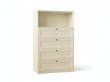 Lonna Steel 4-Drawer Tallboy with Shelf - Butter Cream