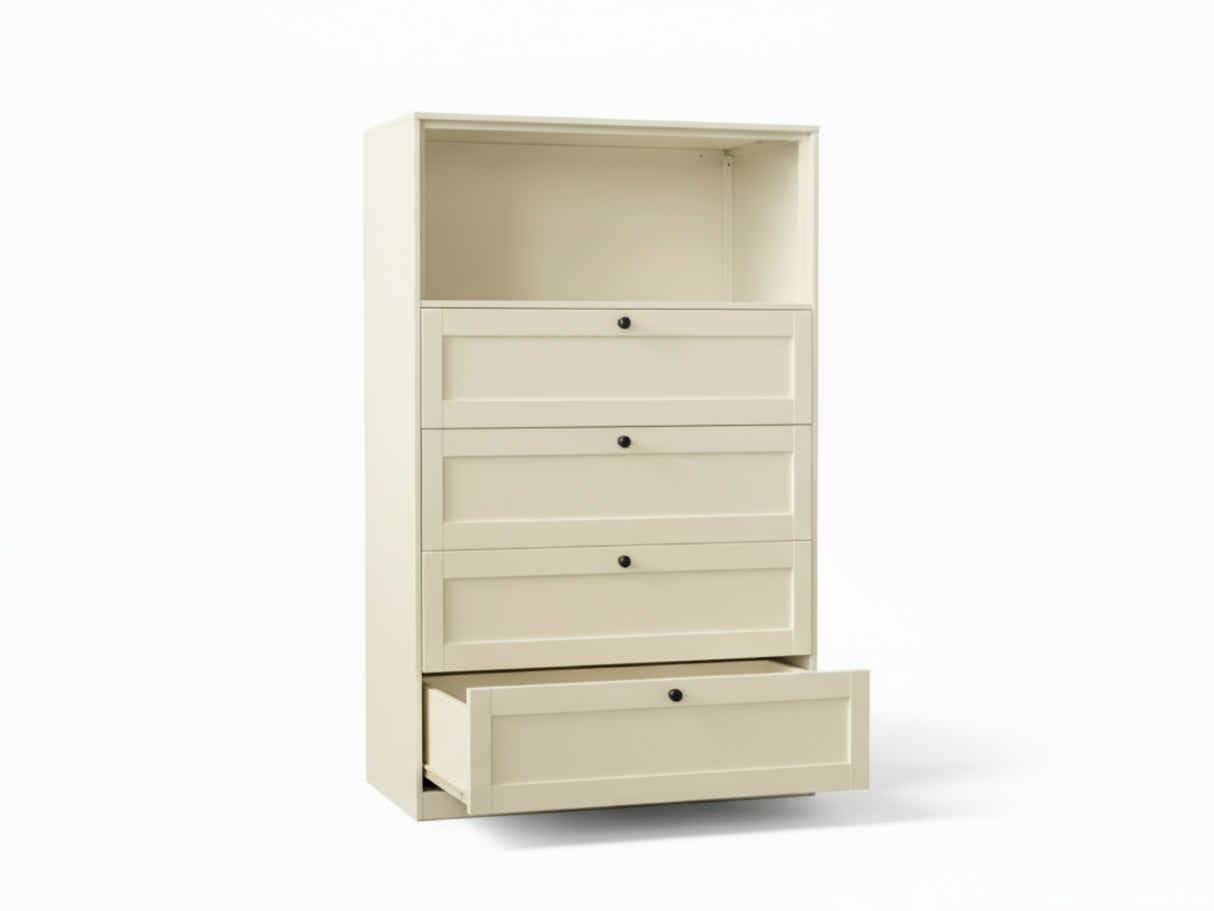 Lonna Steel 4-Drawer Tallboy with Shelf - Butter Cream