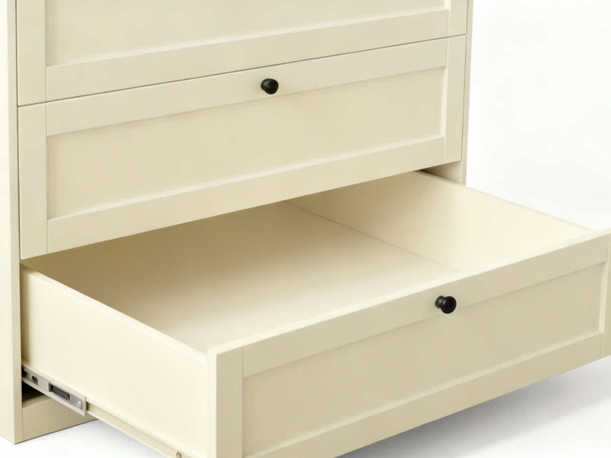 Lonna Steel 4-Drawer Tallboy with Shelf - Butter Cream