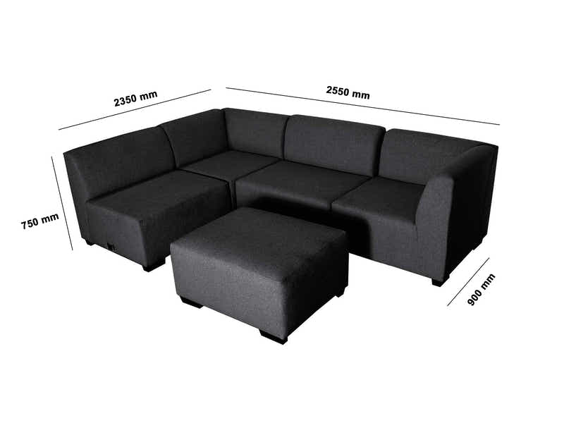 DS NZ Made Andy Corner Sofa with Ottoman - Vish Black