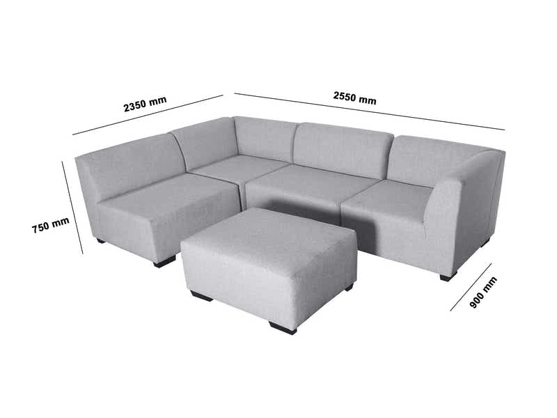 DS NZ Made Andy Corner Sofa with Ottoman - Comfy Silver