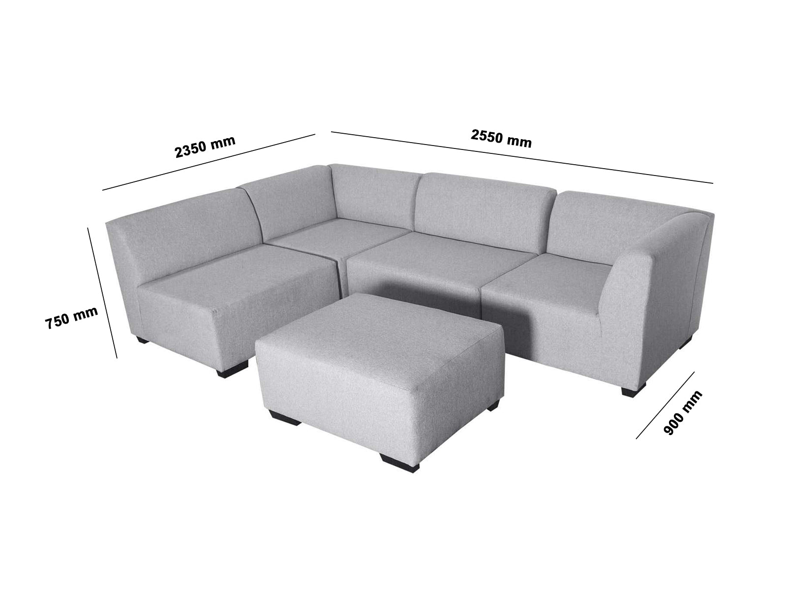 DS NZ Made Andy Corner Sofa with Ottoman - Comfy Silver