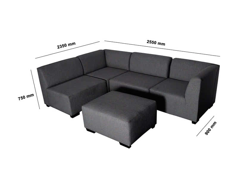 DS NZ Made Andy Corner Sofa with Ottoman - Kido Black