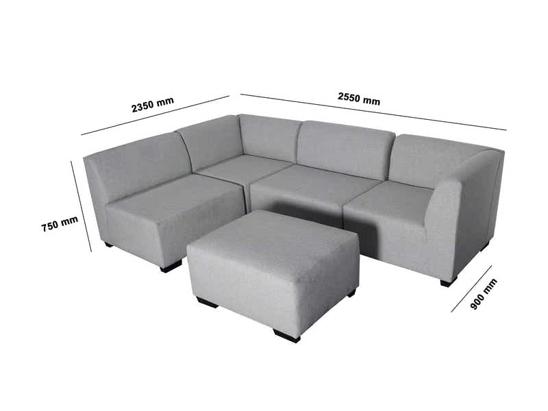 DS NZ Made Andy Corner Sofa with Ottoman - Kido Steel