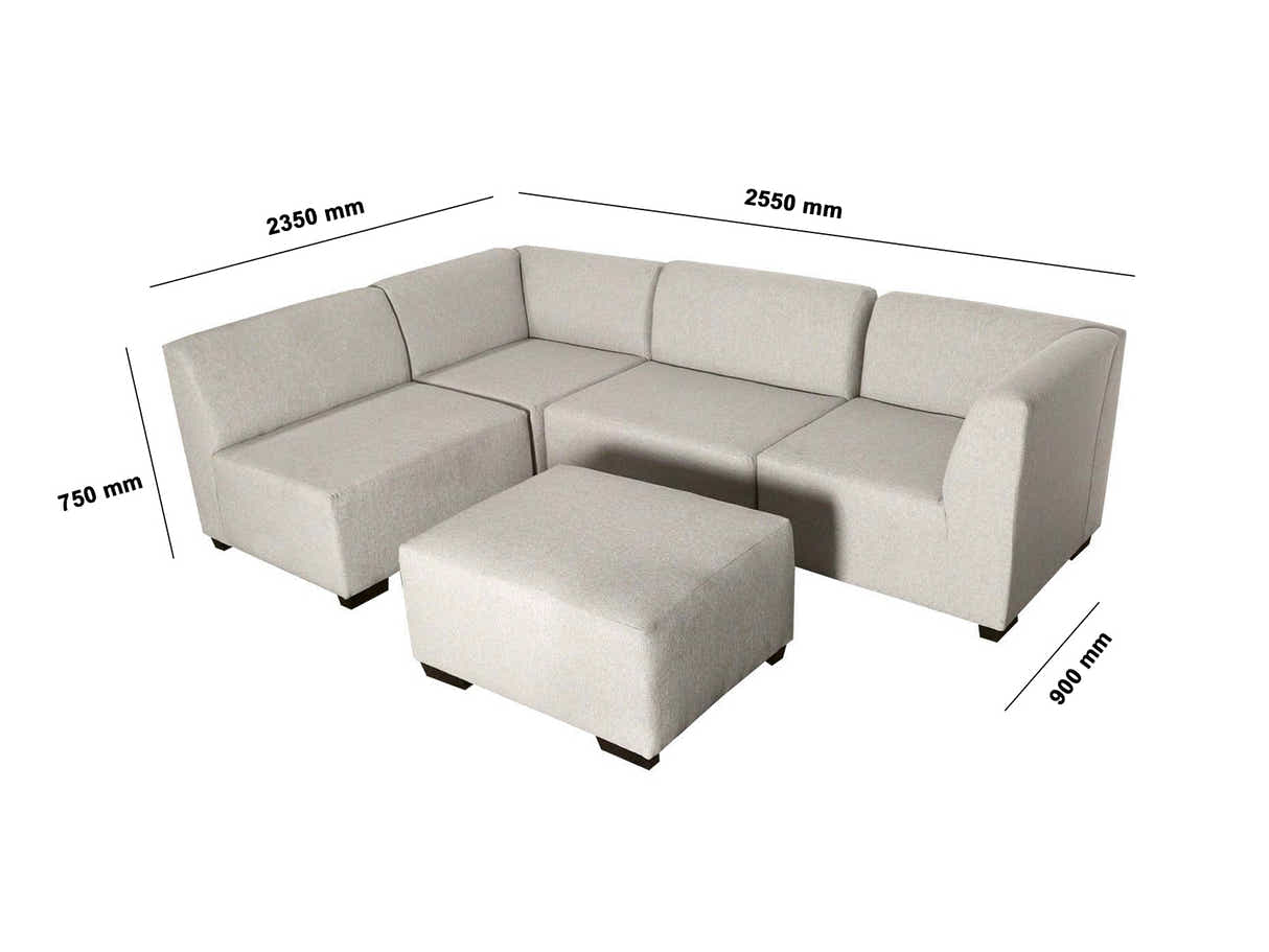 DS NZ Made Andy Corner Sofa with Ottoman - Kido Marble