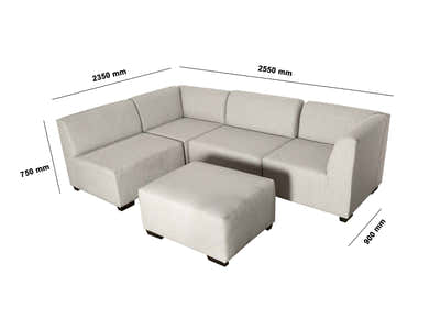 DS NZ Made Andy Corner Sofa with Ottoman - Kido Marble