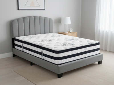 Innogen Bed Frame Grey & Euro Top Mattress K34 - Double