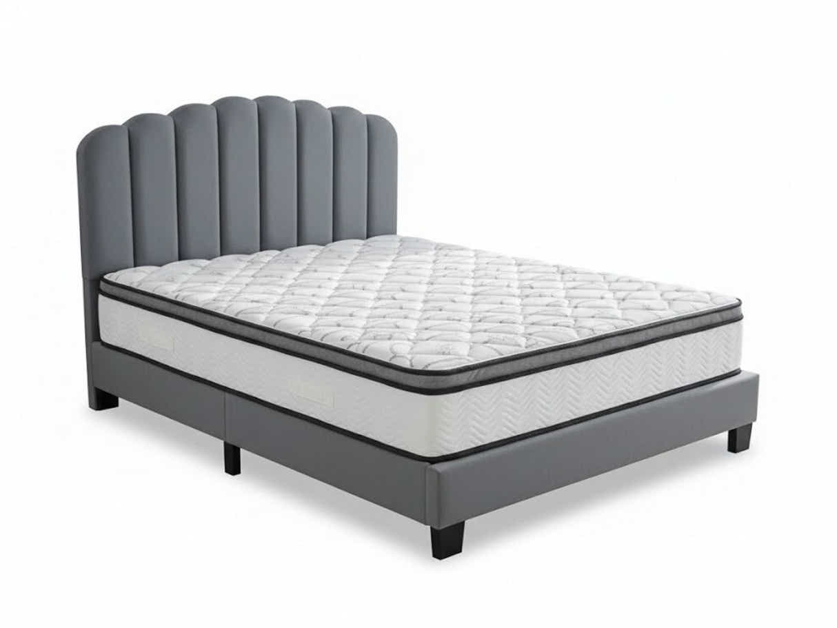 Innogen Bed Frame Grey & Euro Top Memory Foam Mattress GEL30 - Double