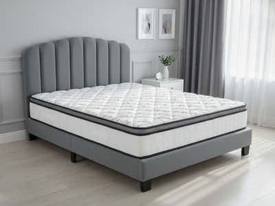 Innogen Bed Frame Grey & Euro Top Memory Foam Mattress GEL30 - Double