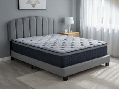 Innogen Bed Frame Grey & Euro Top Mattress B34 - Double
