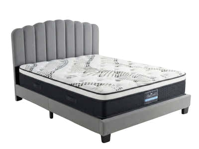 Innogen Bed Frame Grey & Euro Top Mattress J32 - Double