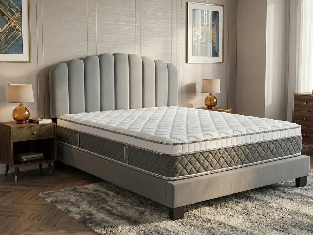 Innogen Bed Frame Grey & MEM23 Mattress - Double