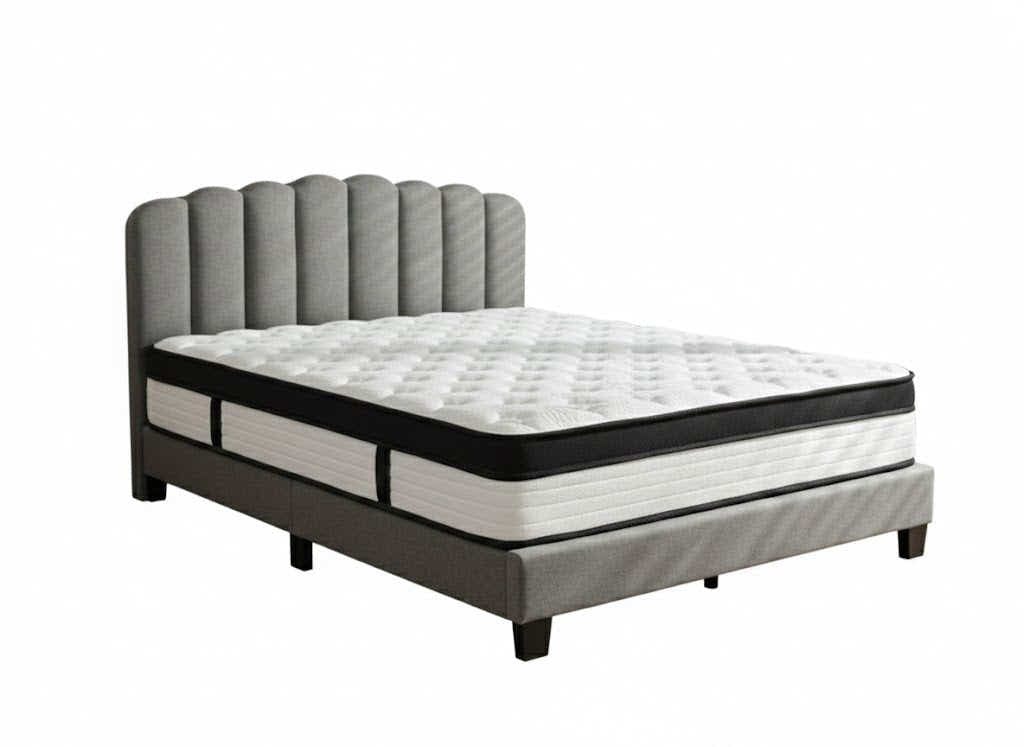 Innogen Bed Frame Grey & Euro Top Mattress G31 - Queen