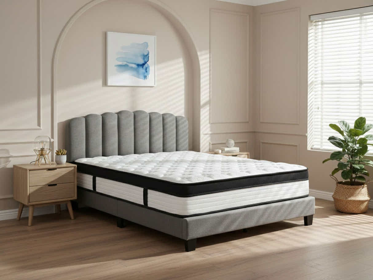 Innogen Bed Frame Grey & Euro Top Mattress G31 - Queen