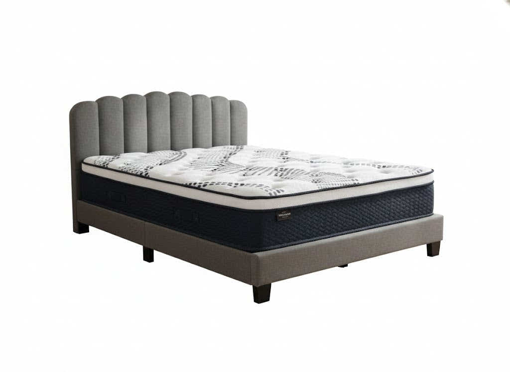 Innogen Bed Frame Grey & Euro Top Mattress J32 - Queen