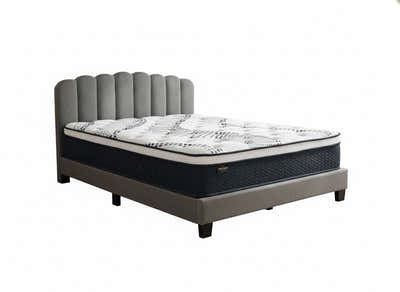 Innogen Bed Frame Grey & Euro Top Mattress J32 - Queen